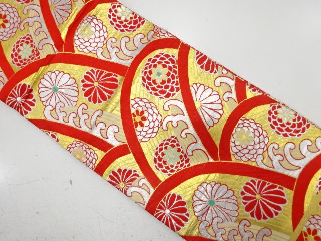 アンティーク　荒波に菊模様織り出し子供帯（材料）